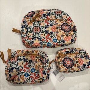 3 Piece Vera Bradley Enchanted Mandala Cosmetic Bag Set